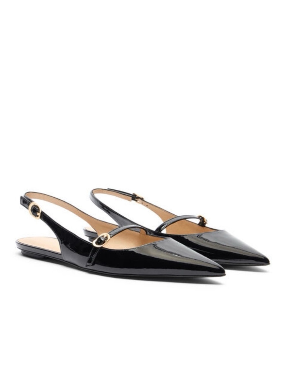 New Stuart Weitzman Emilia Mary Jane Slingback Flat Black Sz 7.5